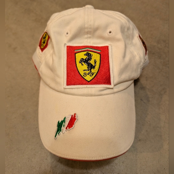Ferrari White Hat L/XL with Red and Green Accents - Picture 1 of 6